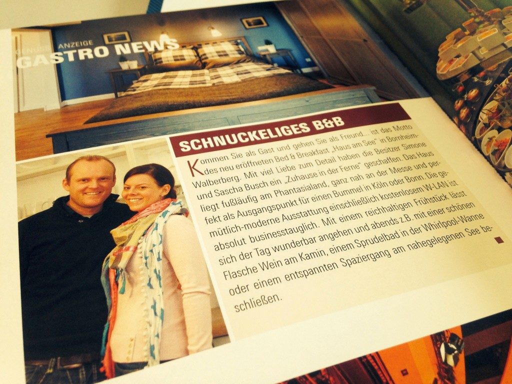 Zeitschriftenseite im Top Magazin Bonn mit dem Beitrag über das Haus am See